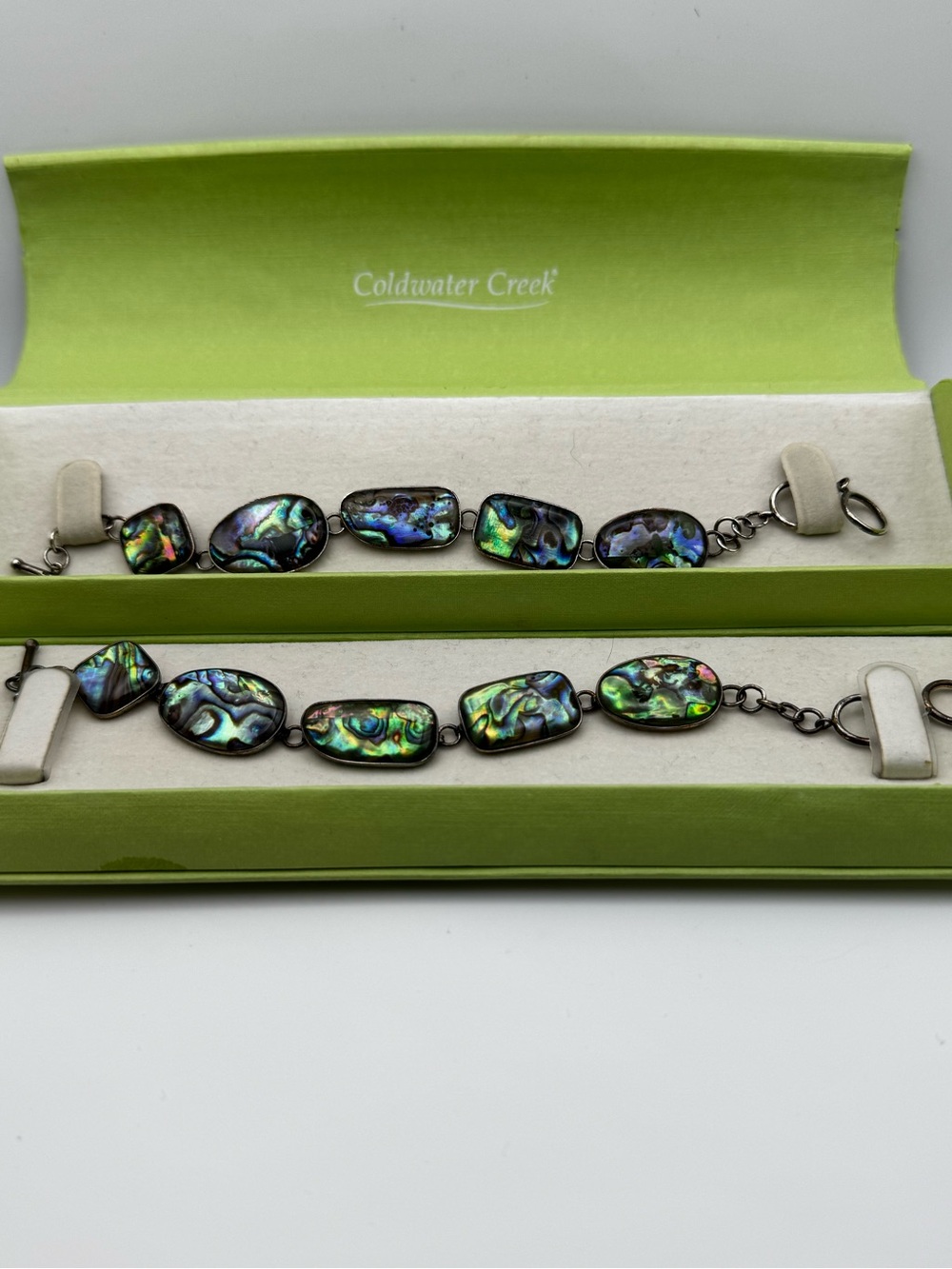 2 Coldwater Creek NIB abalone, and Sterling silver bracelets